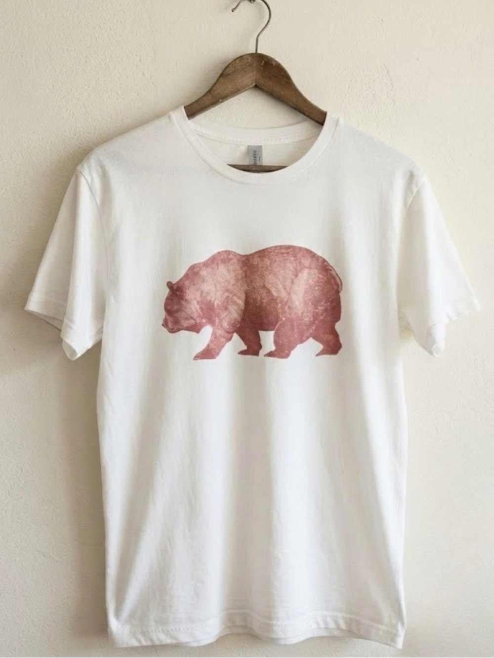 Gildan White Short-Sleeve Tee with Rust Bear Graphic | Unisex Shirt